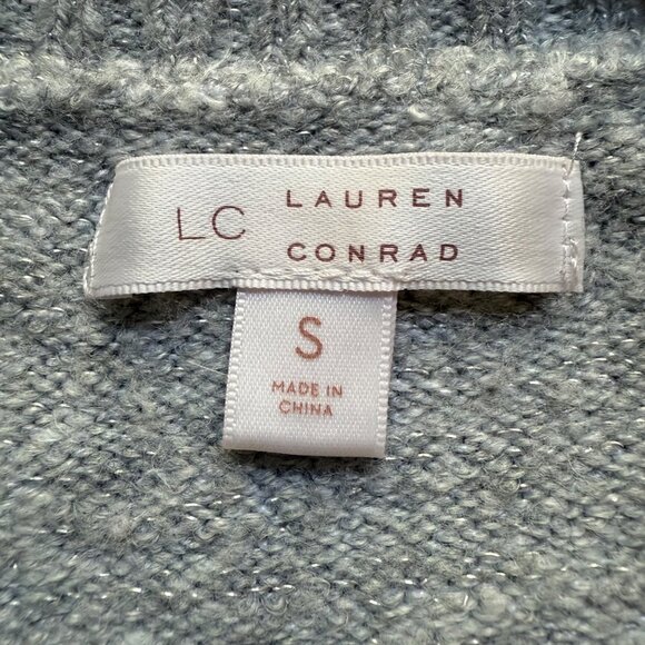 LC Lauren Conrad Size S Gray Narwhal Sequin Metallic Knit Long Sleeve Sweater - Picture 5 of 12